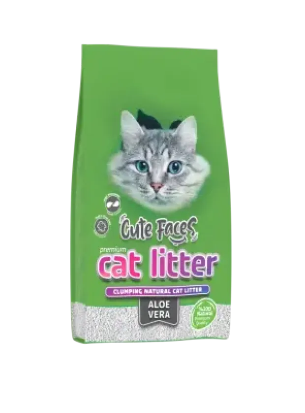Cute Faces Aloe Vera Kokulu Topaklanan İnce Taneli  Kedi Kumu 10L.