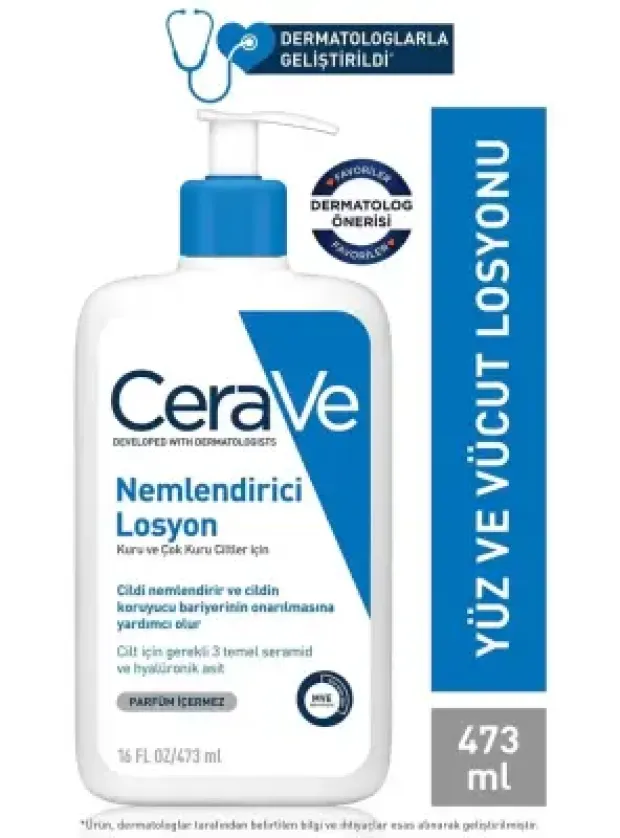 CeraVe Nemlendirici Losyon Kuru Ciltler Seramid ve Hyalüronik Asit İçerikli Yüz Vücut 473ml