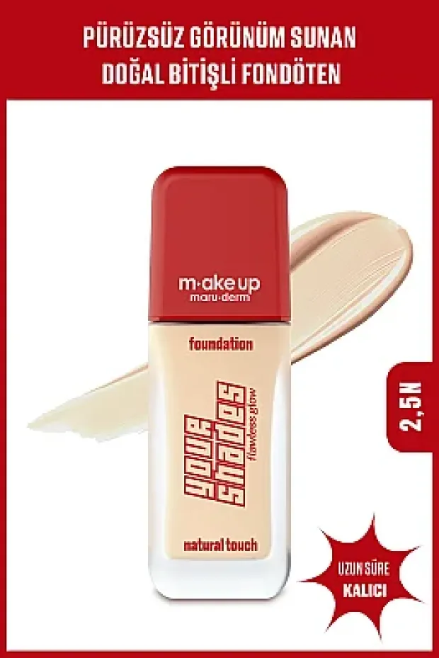 Maruderm Pürüzsüz Görünüm Sağlayan Yarı Mat Bitişli Uzun Süre Kalıcı Fondöten 2,5N 30 ml