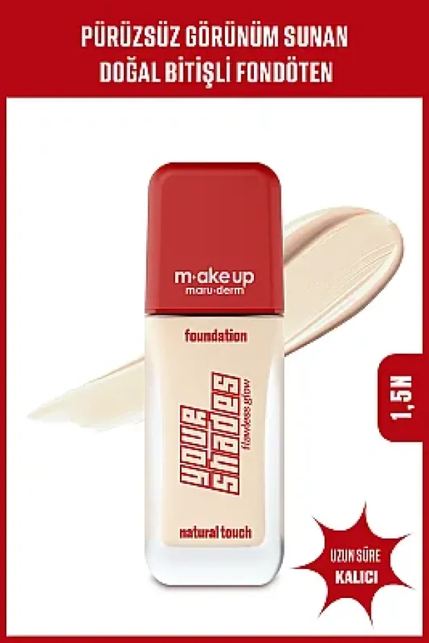 Maruderm Pürüzsüz Görünüm Sağlayan Yarı Mat Bitişli Uzun Süre Kalıcı Fondöten 1,5N 30 ml