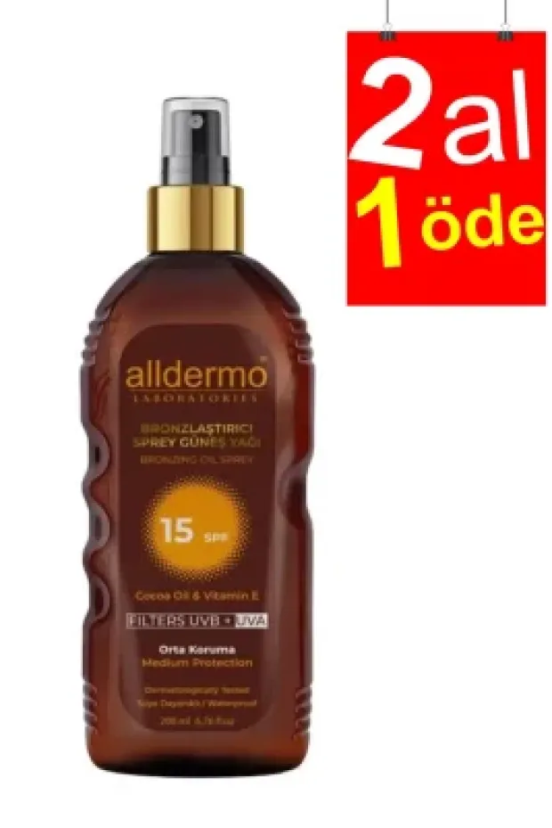 Alldermo Bronzlaştırıcı Sprey Güneş Yağı Spf 15 200 ml - 2AL1ÖDE