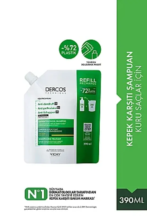 Vichy Dercos Kepek Karşıtı Şampuan Kuru Saçlar 390 ml - Refill