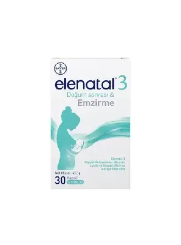 Elenatal 3 Multivitamin, Mineral ve Omega-3 İçeren Takviye Edici Gıda 30 Kapsül