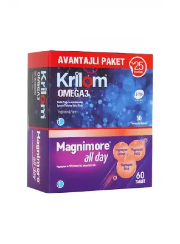 Tab İlaç Krilom Omega 3 50 Kapsül + Magnimore All Day 60 Tablet | Avantajlı Paket