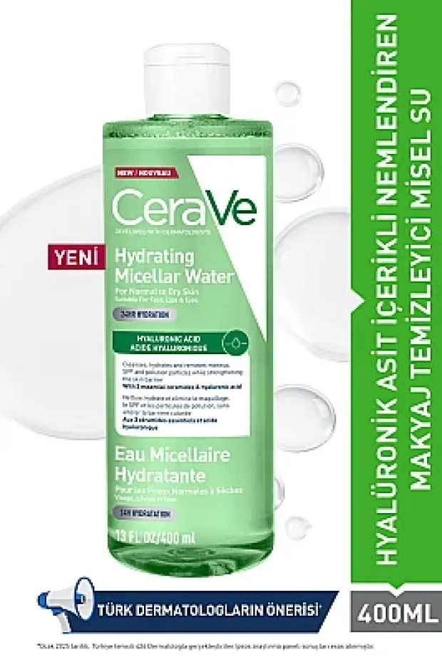 CeraVe Hyalüronik Asit İçerikli Nemlendiren Micellar Makyaj Temizleme Suyu 400 ml