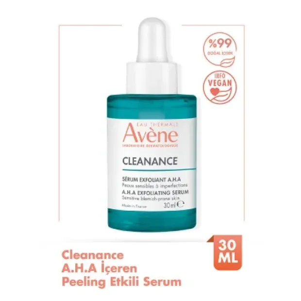Avene Cleanance Peeling Etkili Laktik Asit ve Süksinik Asit İçeren Cilt Kusurları Karşıtı AHA Serum 30 ml