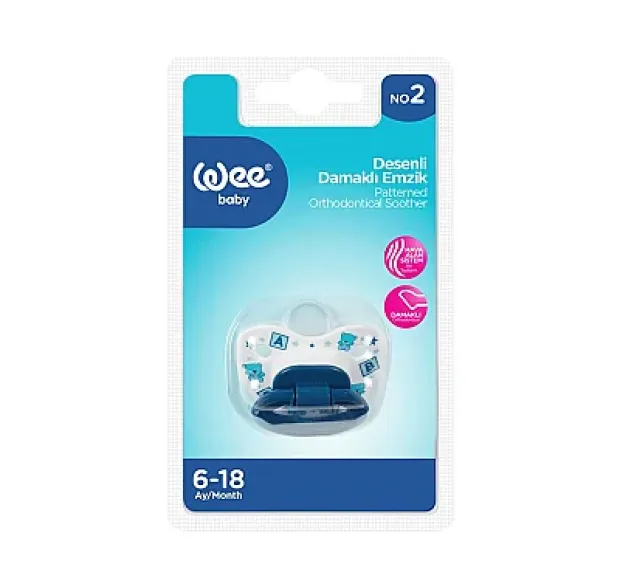 Wee Baby Desenli Damaklı Emzik 834 No: 2 - Mavi
