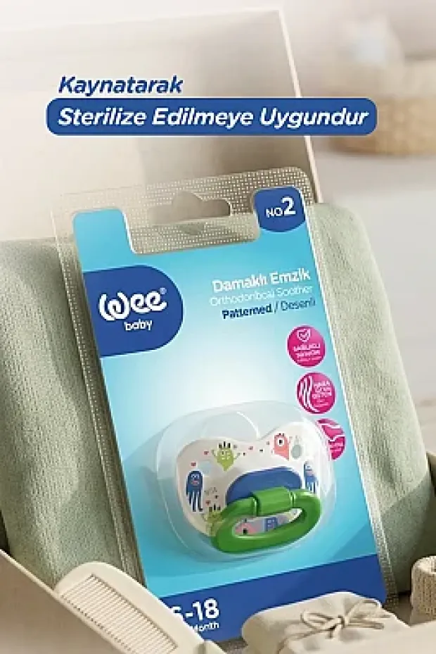 Wee Baby Desenli Damaklı Emzik 834 No: 2 - Yeşil