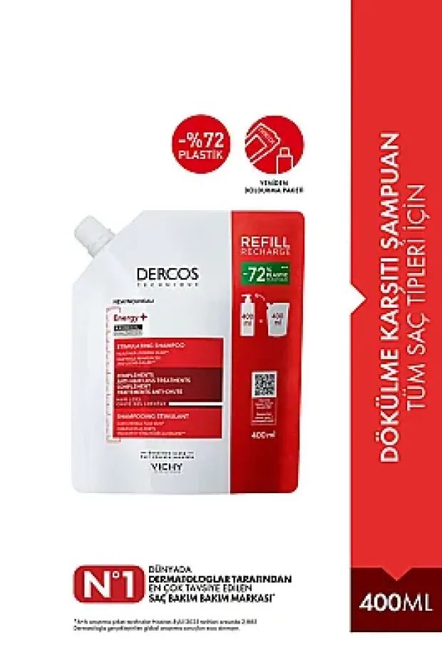 Vichy Dercos Energy+ Saç Dökülmesine Karşı Şampuan 400 ml - Refill