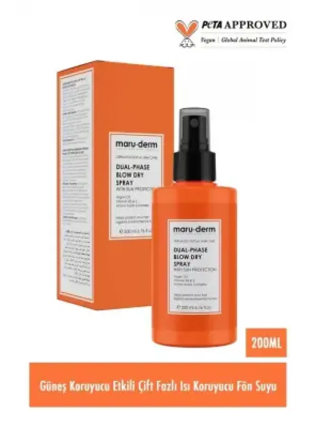 Maruderm Güneş Koruyucu Etkili Çift Fazlı Isı Koruyucu Fön Suyu 200 ml
