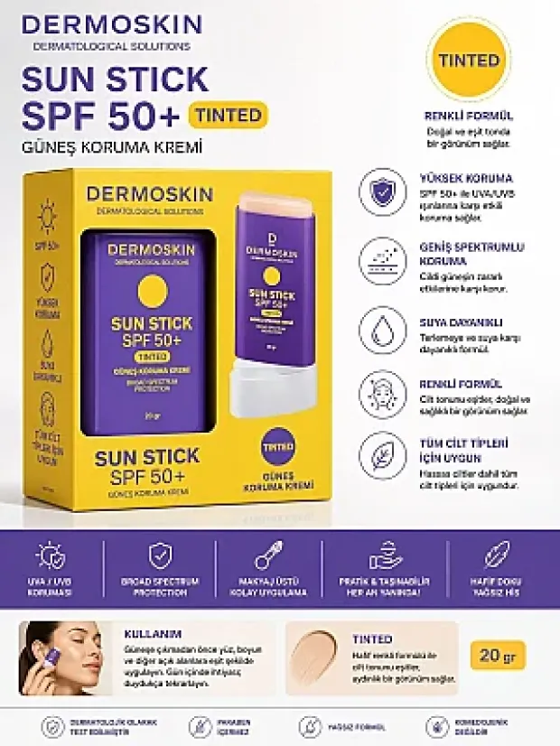 Dermoskin Sun Stick SPF+50 Tinted Güneş Koruma Kremi