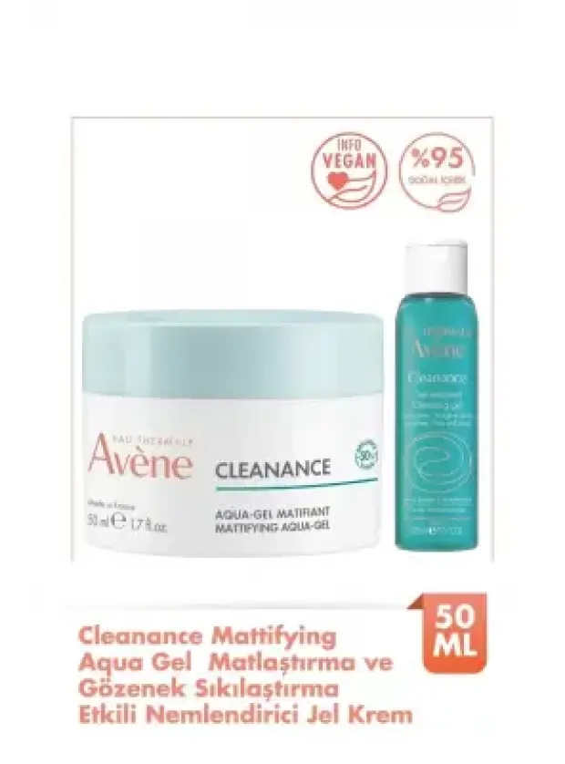 OUTLET - Avene Cleanance Aqua Gel Matlaştırıcı Krem 50 ml - Temizleme Jeli Hediye