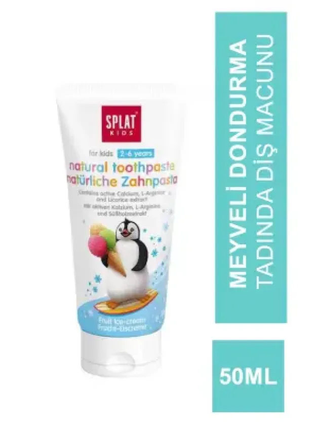OUTLET - Splat Kids Natural Toothpaste Meyveli Dondurma Tadında 2-6 Yaş Diş Macunu 50ml