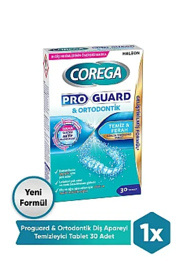 Corega Proguard Ortodontik Günlük Diş Protezi Temizleyici 30 Tablet