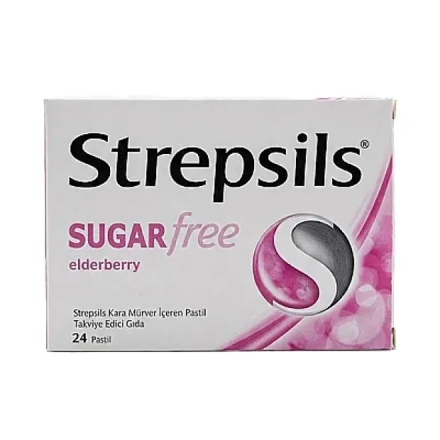Strepsils Şekersiz Kara Mürver( Elderberry )24 Pastil