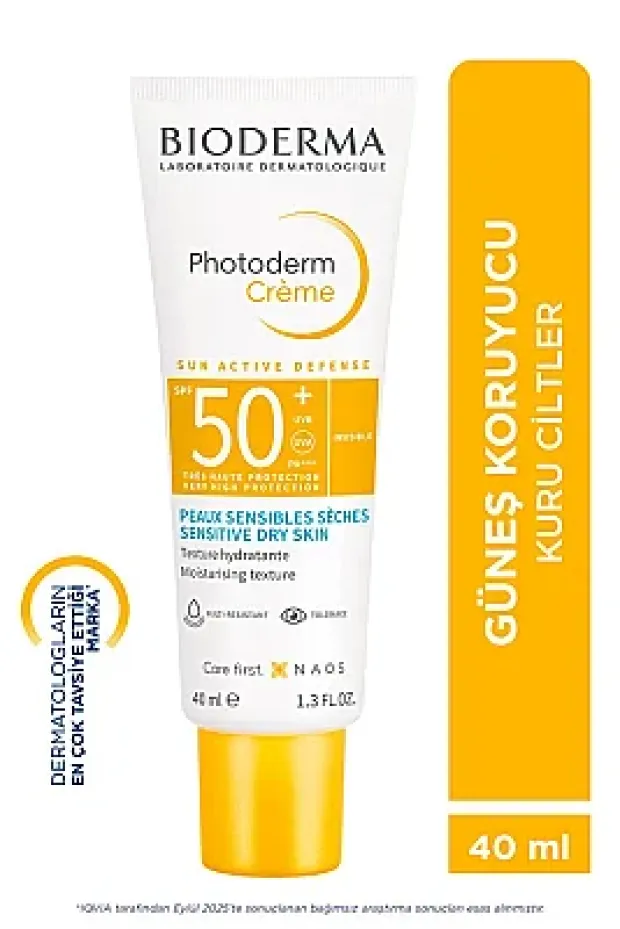 Bioderma Photoderm Creme Renksiz Kuru Ciltler için Yüksek Korumalı SPF50+ Yüz Güneş Kremi 40 ml