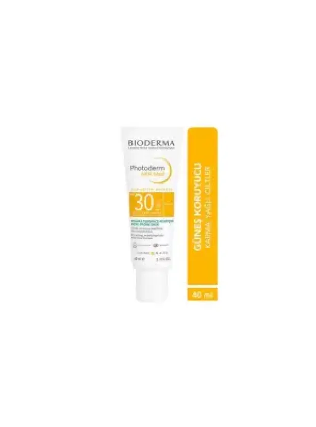 OUTLET - Bioderma Photoderm SPF 30 AKN Mat Yağlı, Akneli Cilt için Sivilce Karşıtı Matlaştırıcı Güneş Kremi 40 ml