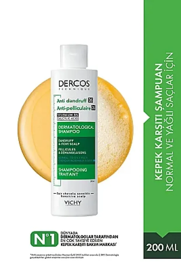 Vichy Dercos Anti-Pell Kepek Şampuanı Normal ve Yağlı Saçlar 200 ml