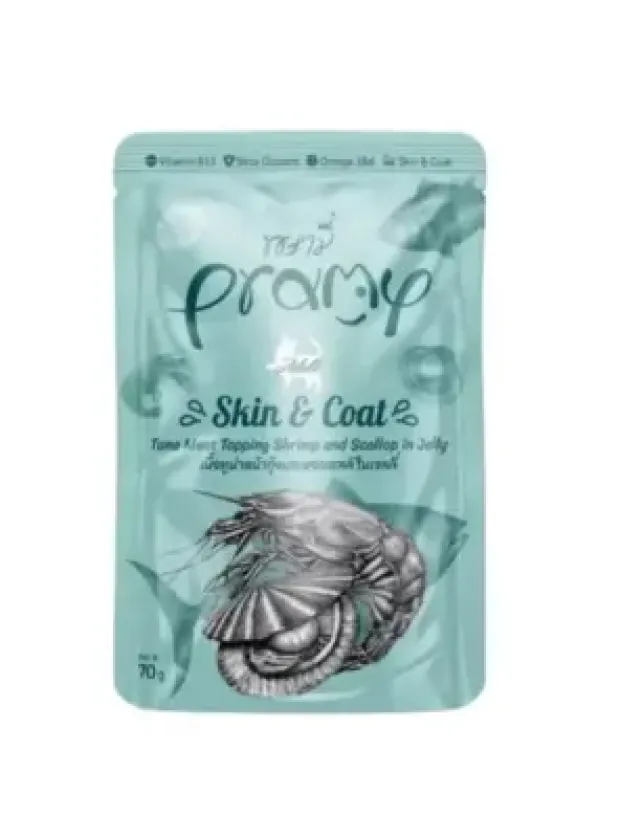 Pramy Jöle İçinde Karidesli, Deniz Taraklı Ve Ton Balıklı Yetişkin Kedi Maması 70G