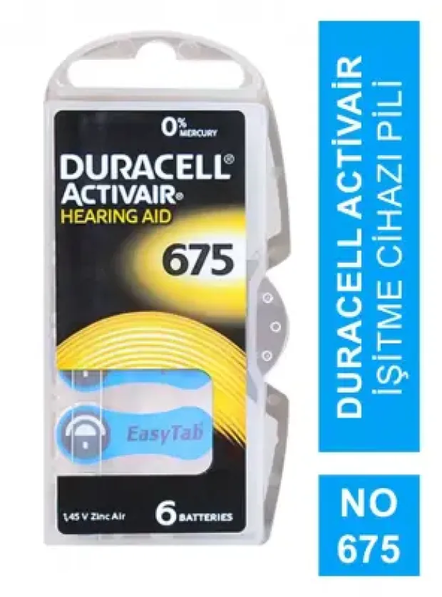 Duracell Activair İşitme Cihazı Pili 6'lı No: 675