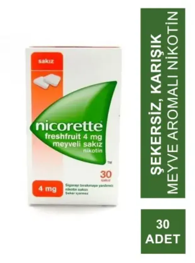 Nicorette Freshfruit 4 mg Meyveli Nikotin Sakızı 30 Adet