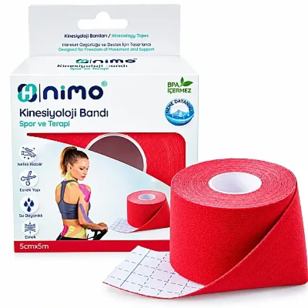 Nimo Kinesiyoloji Bandı (Ağrı Bandı) 5cm - 5m Kırmızı