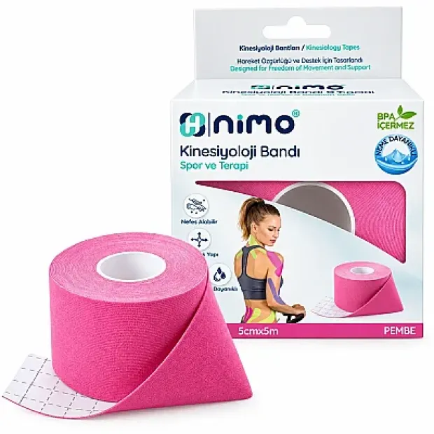 Nimo Kinesiyoloji Bandı (Ağrı Bandı) 5cm - 5m Pembe