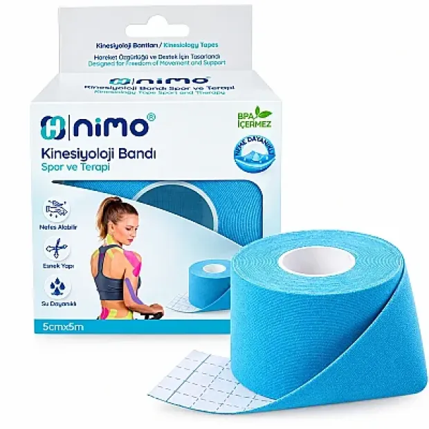 Nimo Kinesiyoloji Bandı (Ağrı Bandı) 5cm - 5m Mavi