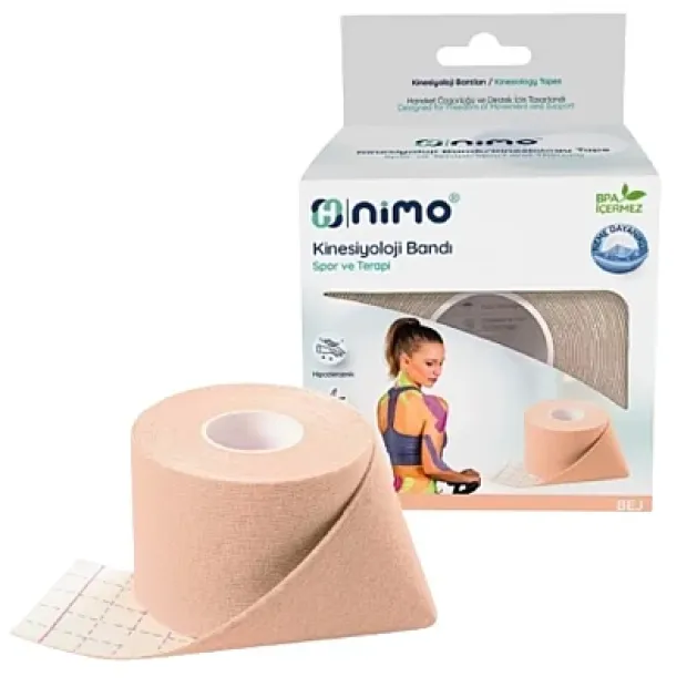 Nimo Kinesiyoloji Bandı (Ağrı Bandı) 5cm - 5m Ten