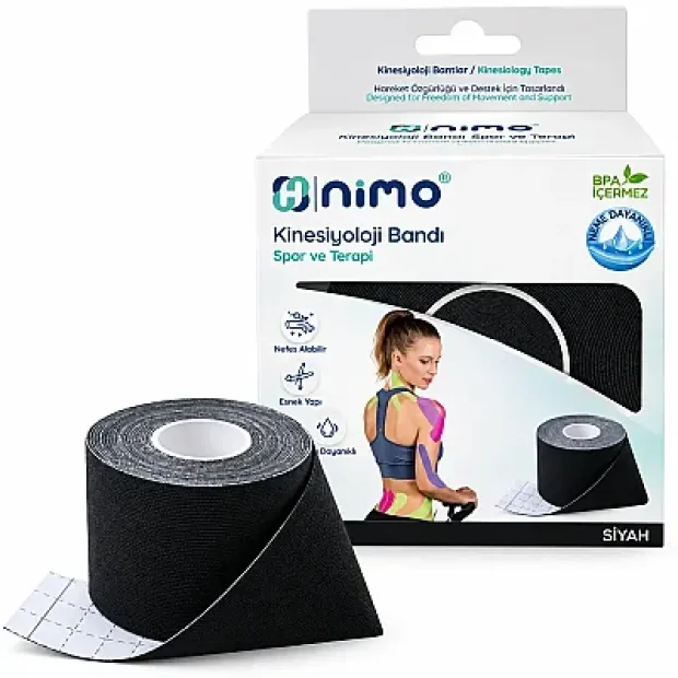 Nimo Kinesiyoloji Bandı (Ağrı Bandı) 5cm - 5m Siyah