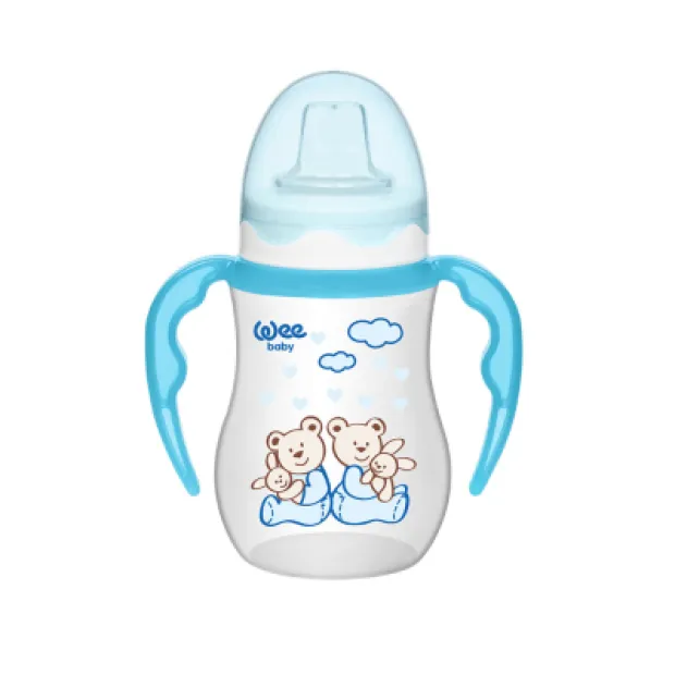 Wee Baby 754 Akıtmaz Kulplu PP Bardak 250 ml - Mavi