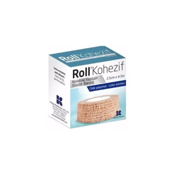 Roll Kohezif Yapışkanlı Bandaj 2,5 cm x 4,5 m