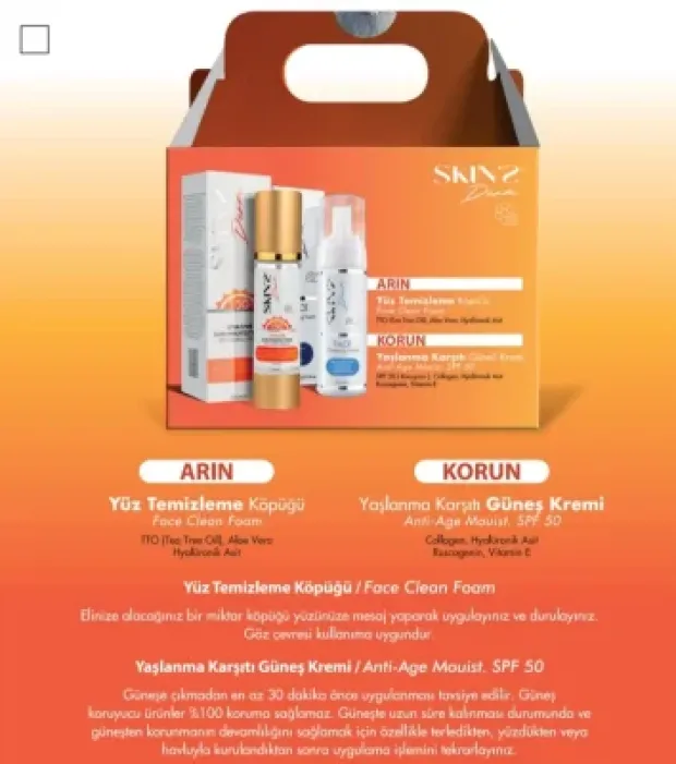 Skins Derm Anti-Age SPF 50 Crm & Face Clean Foam 2'li  Seti