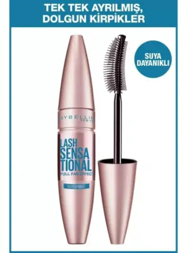 Maybelline New York Lash Sensational Yelpaze Etkili Suya Dayanıklı Siyah Maskara 9,4 ml
