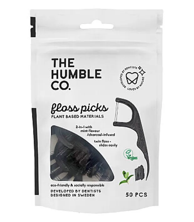 The Humble Co Kürdanlı Diş İpi 50 Adet - Kömür