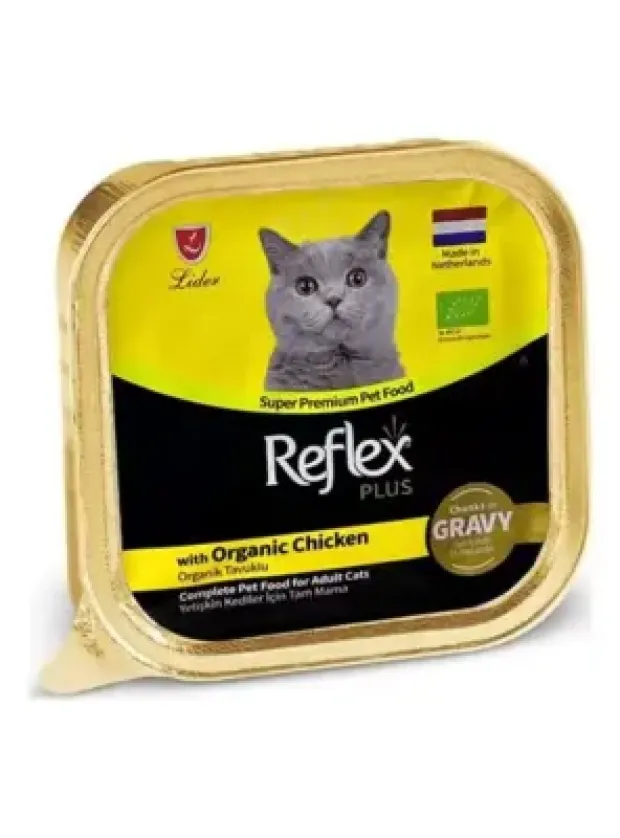 Reflex Plus Sos İçinde Et Parçacıklı Organik Tavuklu Yetişkin Kedi Maması 85 G
