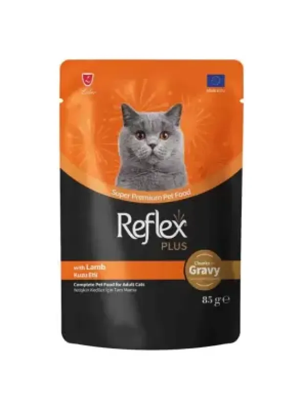 Reflex Plus Sos İçinde Et Parçacıklı Kuzu Etli Yetişkin Kedi Maması 85 G