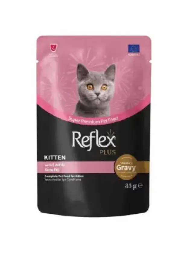 Reflex Plus Sos İçinde Et Parçacıklı Kuzu Etli Yavru Kedi Maması 85 G