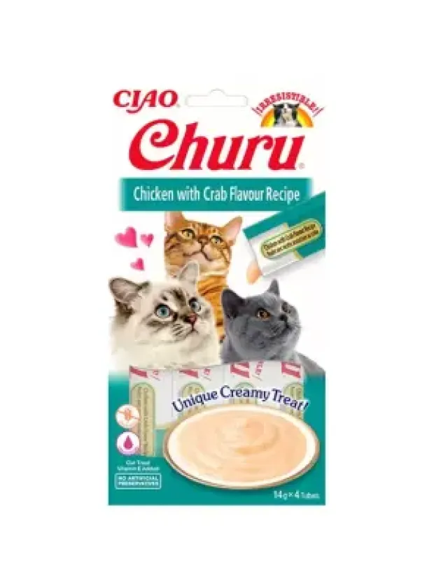Churu Cream Tavuklu ve Yengeçli Kedi Ödül Kreması 4x14 Gr