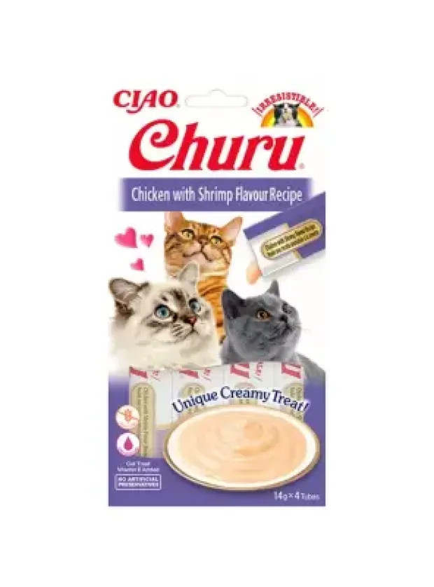 Churu Cream Tavuklu ve Karidesli Kedi Ödül Kreması 4x14 GR.