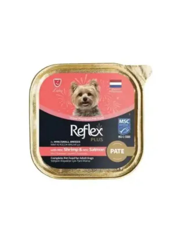 Reflex Plus Pate Msc Karidesli Ve Msc Somonlu Mini Ve Küçük Irklar İçin Yetişkin Köpek Maması 85 G