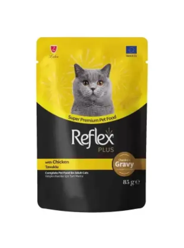 Reflex Plus Sos İçinde Et Parçacıklı Tavuklu Yetişkin Kedi Maması 85 G