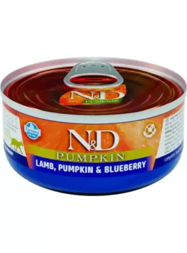 N&D Pumpkın Kedi Konserve Kuzu, Balkabağı&Yaban Mersini 70 gr
