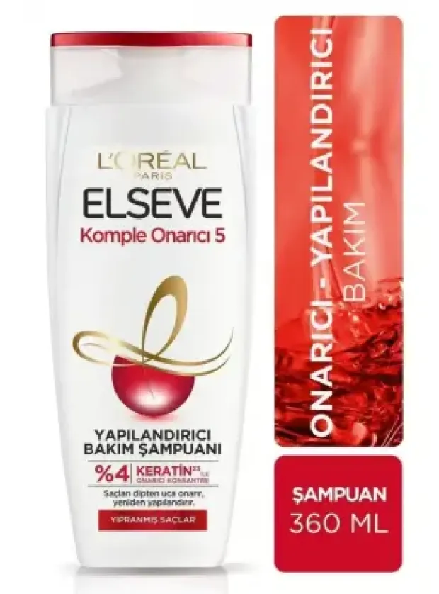 Loreal Paris Elseve Komple Onarıcı 5 Yıpranmış Saçlar Için Keratinxs Içeren Yapılandırıcı Bakım Şampuanı 360 ml
