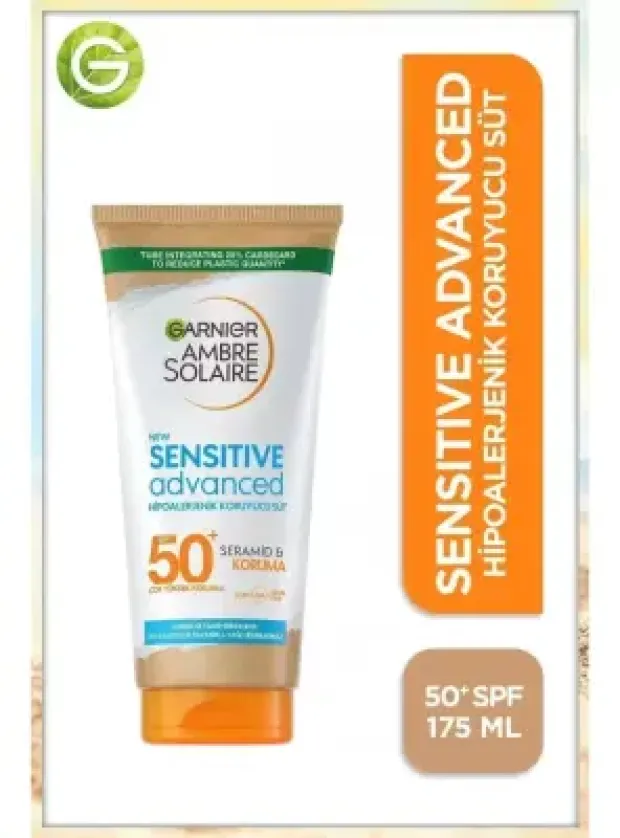 Garnier Ambre Solaire Sensitive Advanced Milk SPF 50+ - Hassas Ciltler İçin Güneş Koruyucu Süt - 175 ml