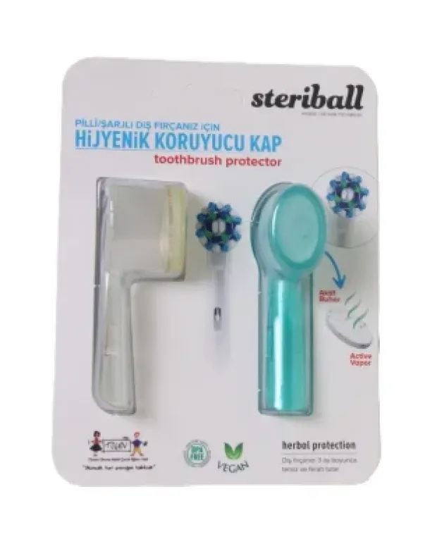 Steriball Elektrikli & Pilli Diş Fırçaları İçin Koruma Kabı 2'li - Şeffaf -Turkuaz