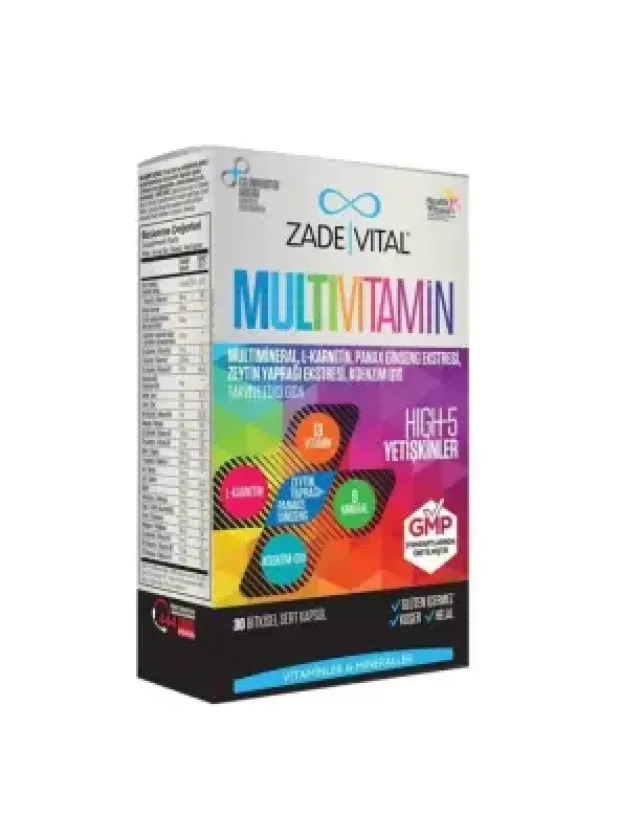 Zade Vital Multivitamin Takviye Edici Gıda 30 Bitkisel Kapsül