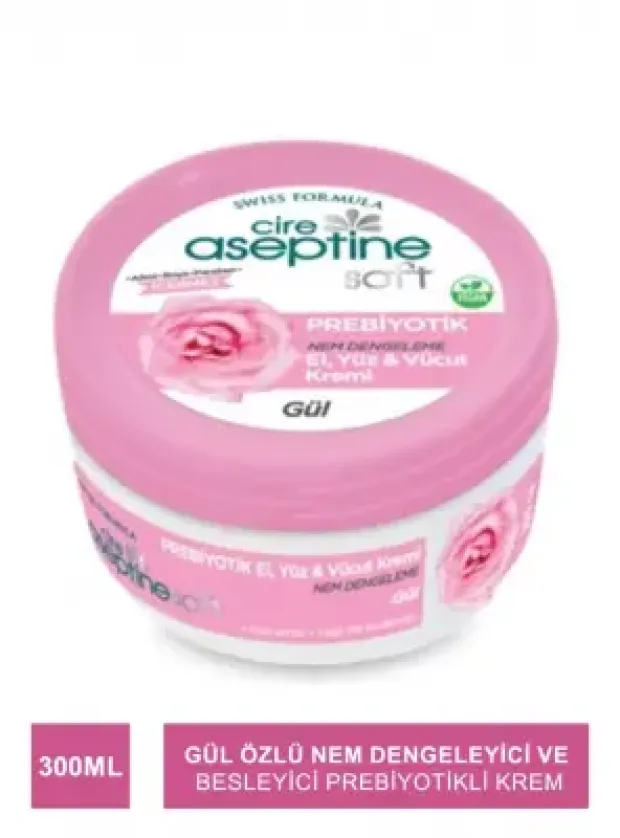 Cire Aseptine Soft Gül Özlü Nem Dengeleyici ve Besleyici Prebiyotikli Krem 300 ml