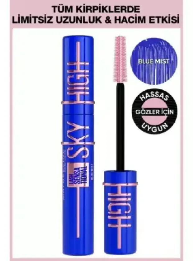 Maybelline New York Lash Sensational Sky High Blue Mist Maskara -Mavi
