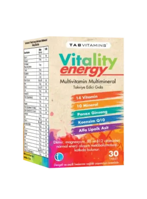 Tab İlaç Vitamins Vitality Energy 30 Tablet